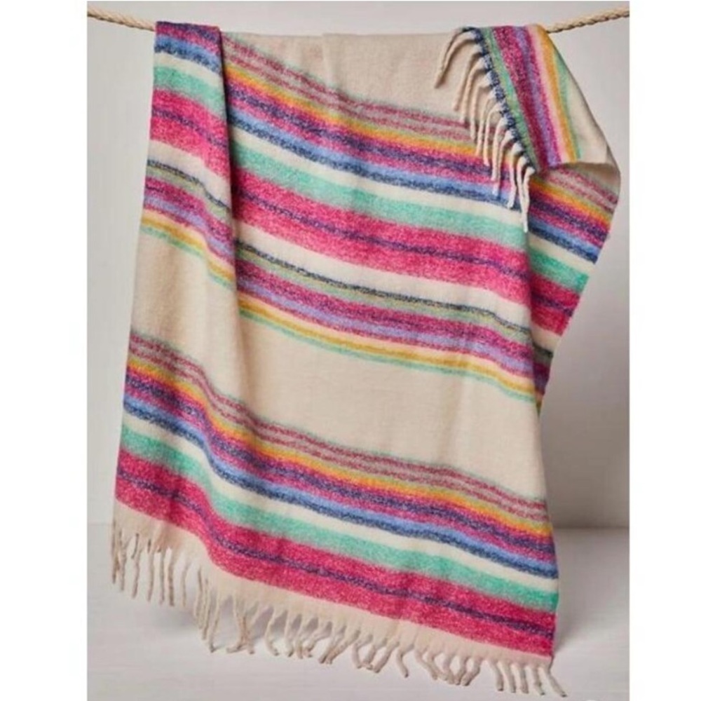 NWT Free People Skye Stripe Fringe Throw Blanket